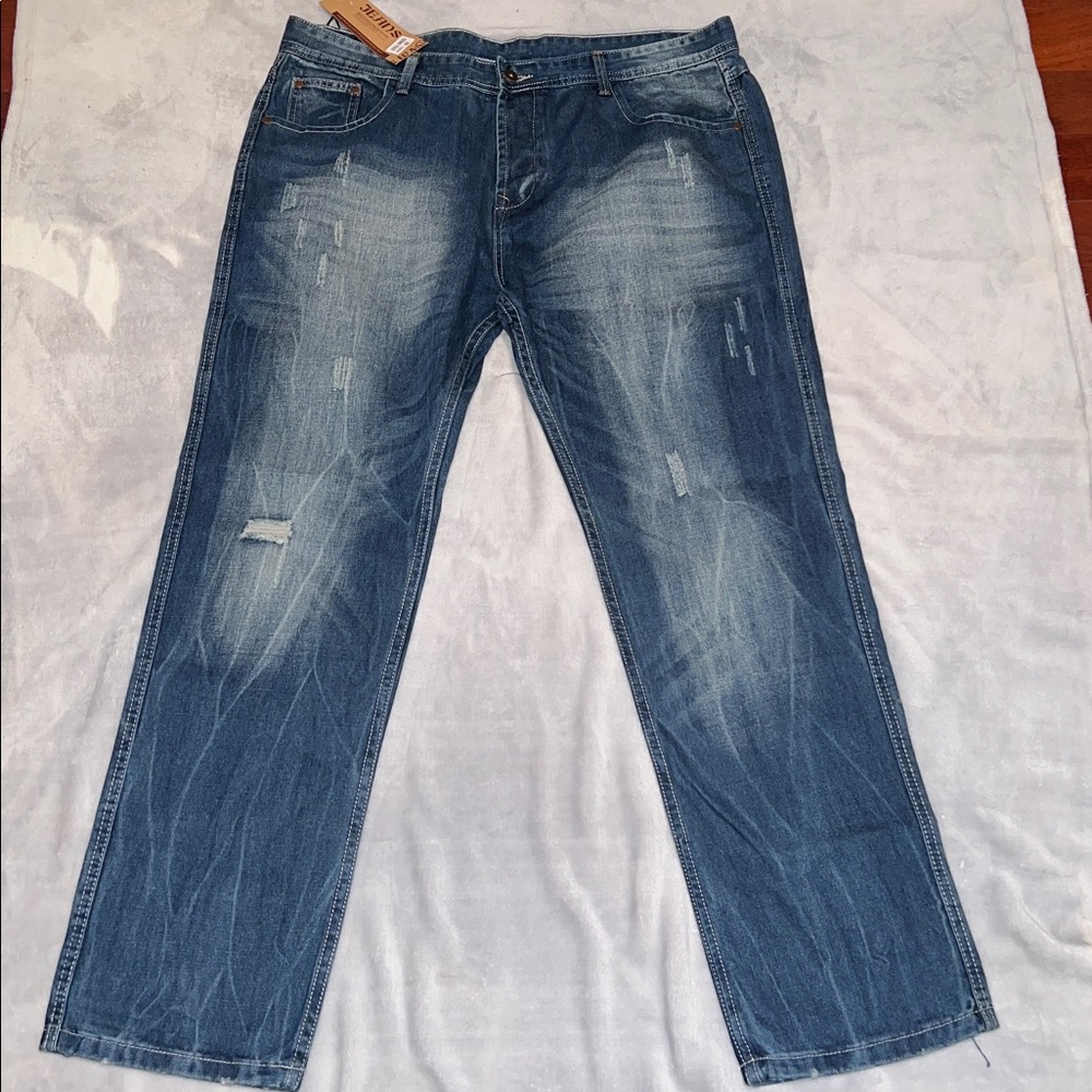 Men's Blue Distressed Jeans